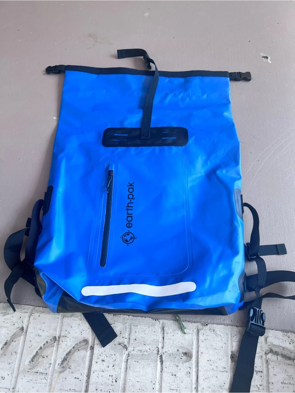 Earth-pak Waterproof Blue Roll-Top Backpack. New.